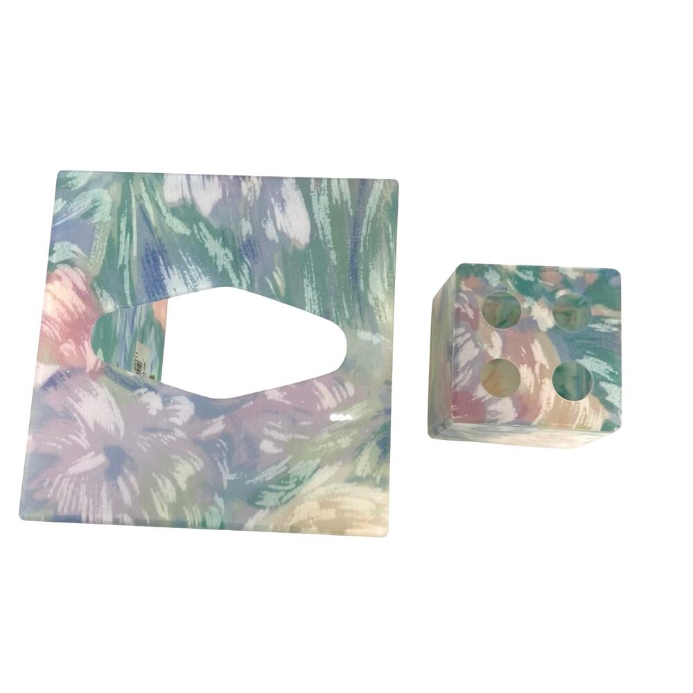 Vintage Springs Caprice 4 piece floral pastel acrylic bathroom set - Picture 5 of 10